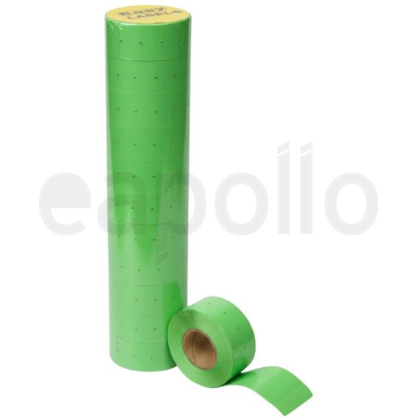 Price Gun Permanent Labels Punch Hole Design – Green (22x12mm, 1000 Labels per Roll)