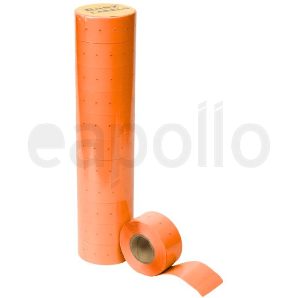 Price Gun Peelable Labels Punch Hole Design – Orange (22x12mm, 1000 Labels per Roll)