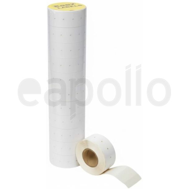 Price Gun Peelable Labels Punch Hole Design – White (22x12mm, 1000 Labels per Roll)