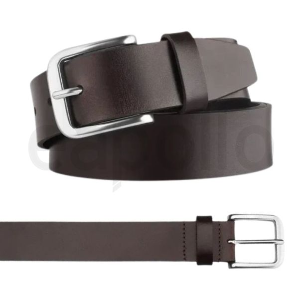 Primehide Men’s Full Grain Leather Belt with Screw Gunmetal Buckle 35mm Wide - Brown (X-Large)