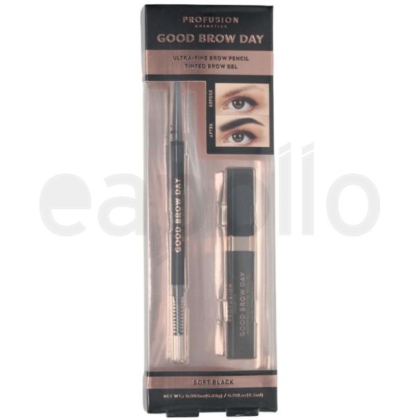 Profusion Good Brow Day Set - Soft Black ( Brow Pencil & Tinted Gel)