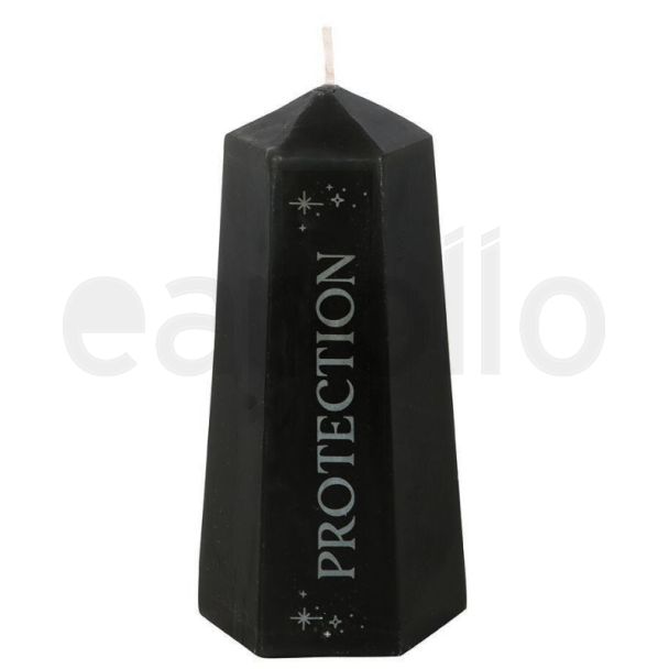 Protection Crystal Candle with Rough Black Obsidian