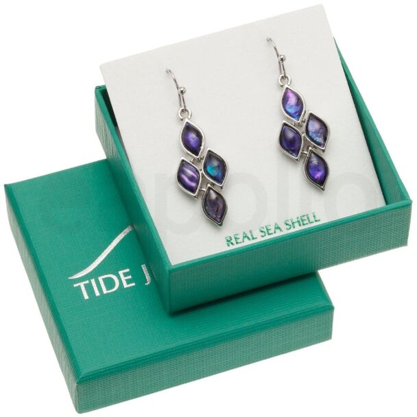 Purple Paua Shell Articulated Diamond Hook Earrings