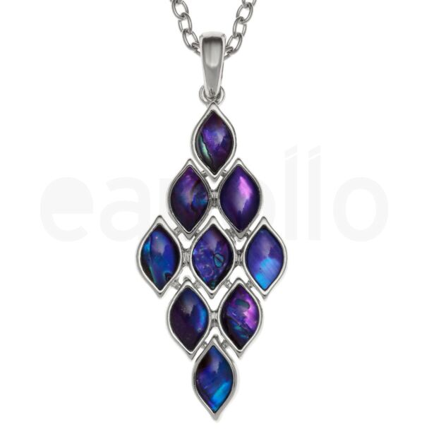 Purple Paua Shell Articulated Diamond Pendant Necklace