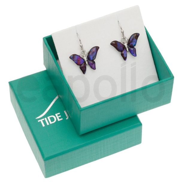 Purple Paua Shell Butterfly Hook Earrings