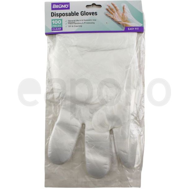 Disposable Clear Gloves 100 Pack - One Size