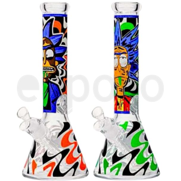 R & M (Zig Zag)Design Glass Waterpipe - Assorted (12.5 inch)