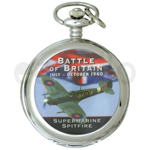 Ravel Battle of Britain Print Pocket Watch with Chain -  Super marine Spitfire