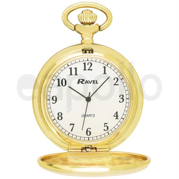 Ravel Design Polished Pocket Watch - Gold