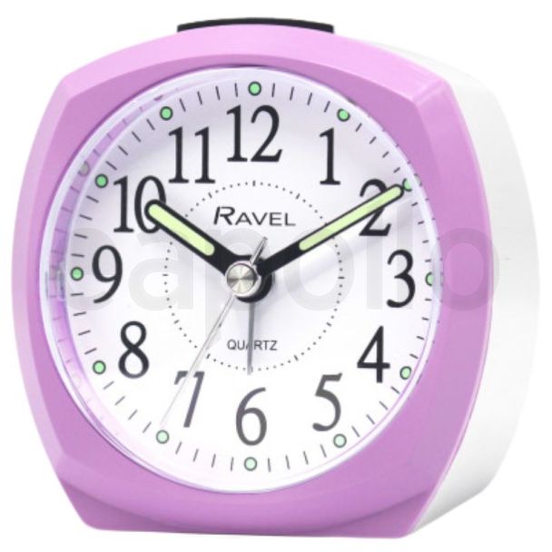 Ravel Front Colour Pop Beep Quartz Alarm Clock - Lilac/White