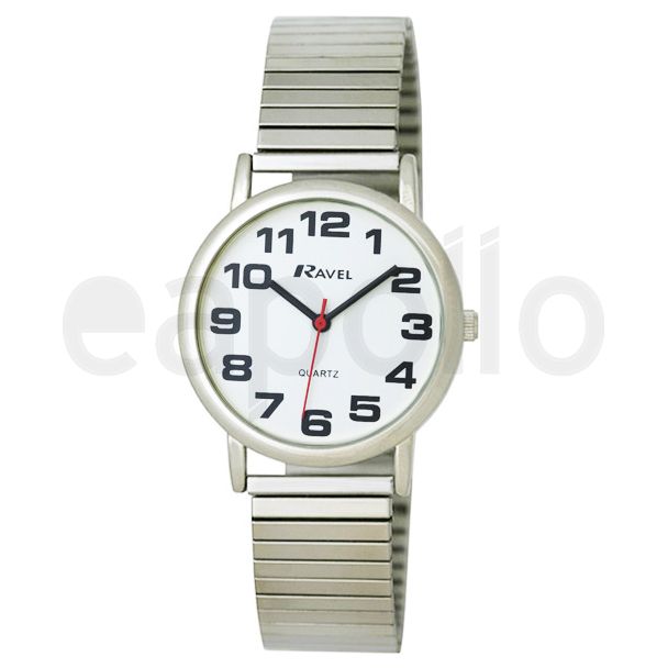 Ravel Gents Expander Bracelet Watch - Silver &  White