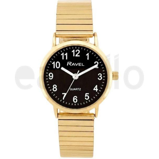 Ravel Ladies Classic Stainless Steel Expander Watch - Gold/Black