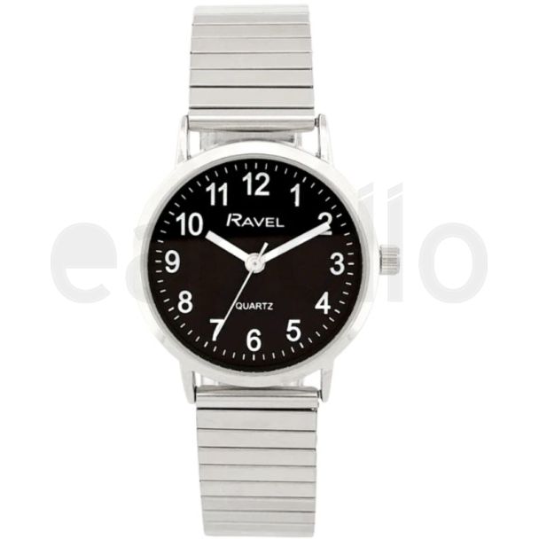 Ravel Ladies Classic Stainless Steel Expander Watch - Silver/Black