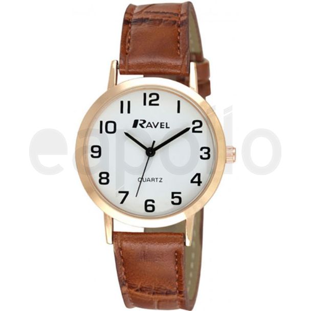 Ravel Ladies Classic Strap Watch - Brown & Rose Gold