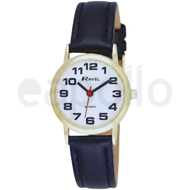 Ravel Ladies Classic Strap Watch - Gold & Navy Blue