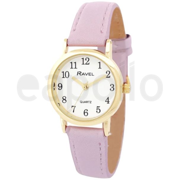 Ravel Ladies Faux Leather Strap Watch - Purple/Gold
