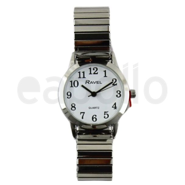 Ravel Ladies Metal Expander Watch - Silver/White 