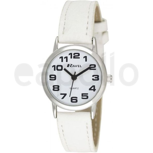 Ravel Ladies Round Classic Leather Strap Watch - White