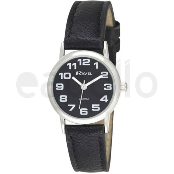 Ravel Ladies Round Polished Watch - Black & Silver