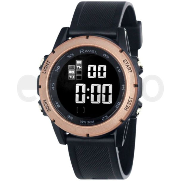 Ravel Mens 3ATM Digital Watch - Black / Bronze