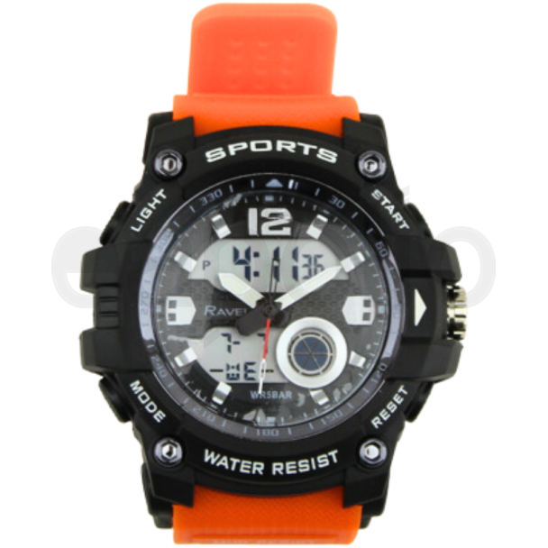 Ravel Men's 5ATM Ana-Digi Sports Watch - Black & Orange