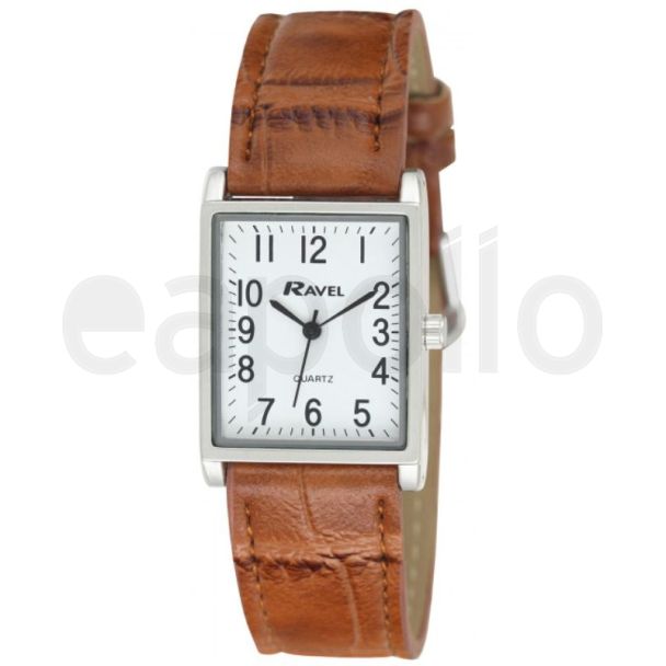 Ravel Mens Classic Cracked Leather Strap Watch - Brown & Silver