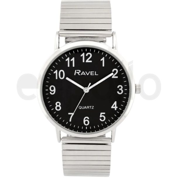 Ravel Men's Classic Stainless Steel Expander Watch - Silver/Black