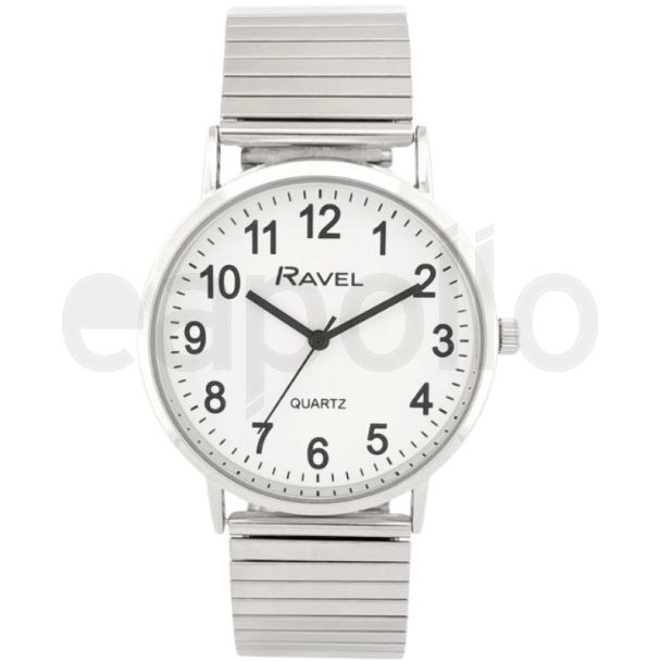 Ravel Men's Classic Stainless Steel Expander Watch - Silver/White