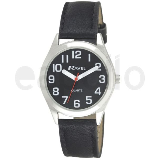 Ravel Men's Classic Super Bold Easy Read Strap Watch - Black