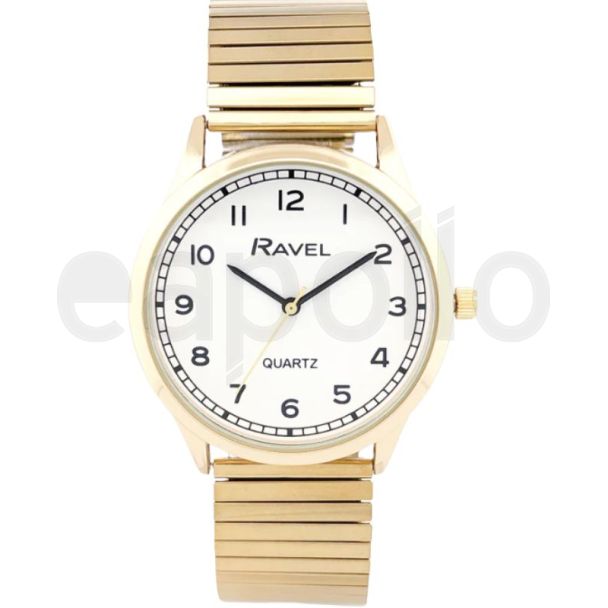 Ravel Men's Metal Expander Watch - Gold/White 