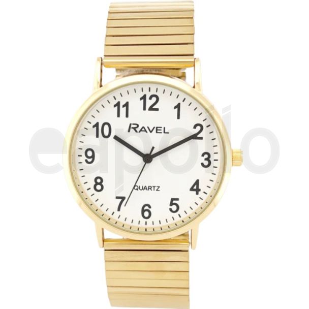 Ravel Men's Classic Metal Expander Watch - Gold/White 