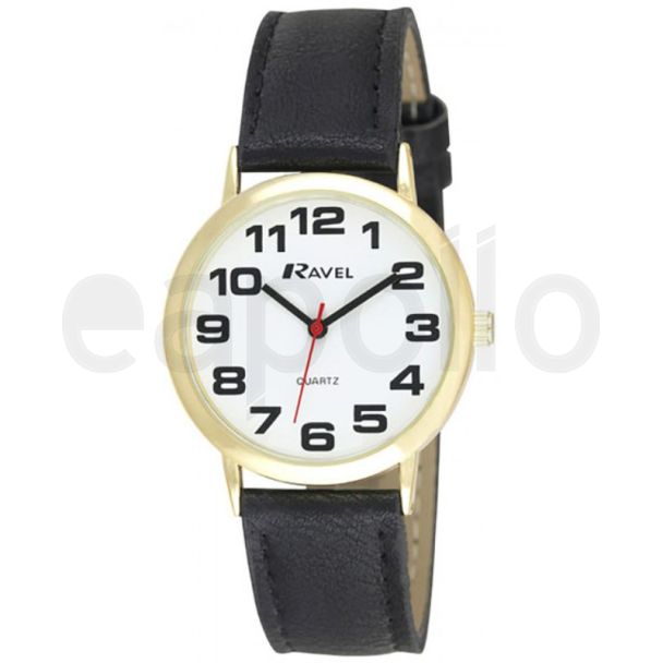Ravel Men's Classic Strap Watch - Black / Gold / White