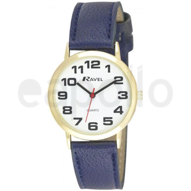Ravel Men's Round Gold Tone Watch - Blue Strap