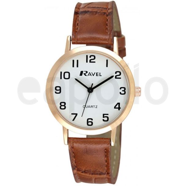 Ravel Men's Watch With Cracked Leather Watch Strap - Rose Gold & Brown