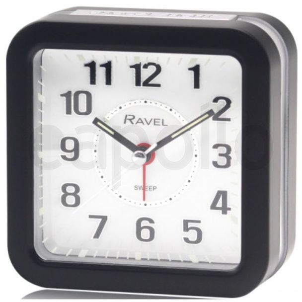 Ravel Square Mid Sized LED Quartz Alarm Clock - Black