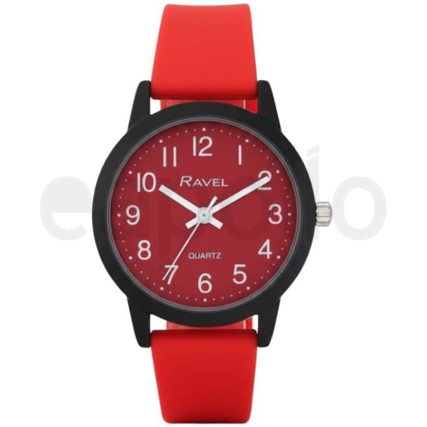 Ravel Unisex Silicone Strap Watch - Red