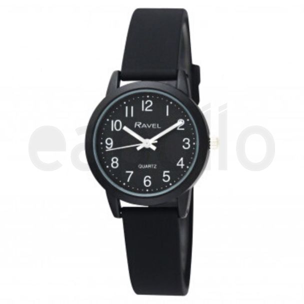 Ravel Ladies Silicone Strap Watch - Black 