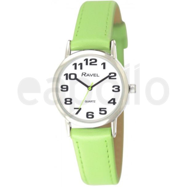 Ravel Women's Classic Bold Easy Read Strap Watch - Lime Green
