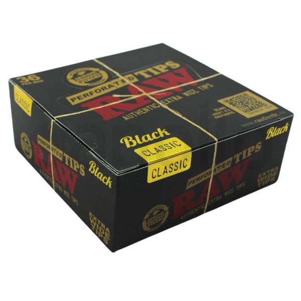 Raw Perforated Extra Wide Black Tips - Pack of 36 