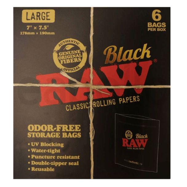 RAW Black Odor Free  Zip Lock Storage Bag - Large (178x190mm)