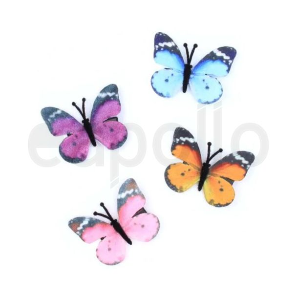 Fabric Butterfly On A Black Beak Clip  - Assorted (4.5cm)