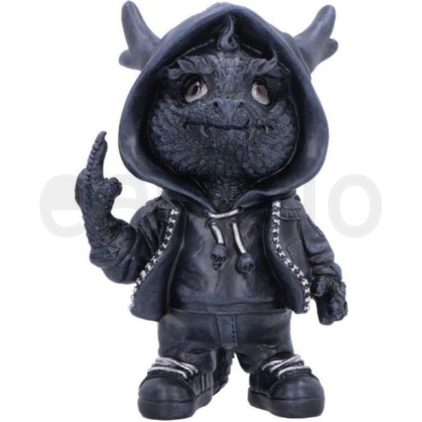 Rebellious Black Dragon Figurine in Casual Clothing – 16.2cm