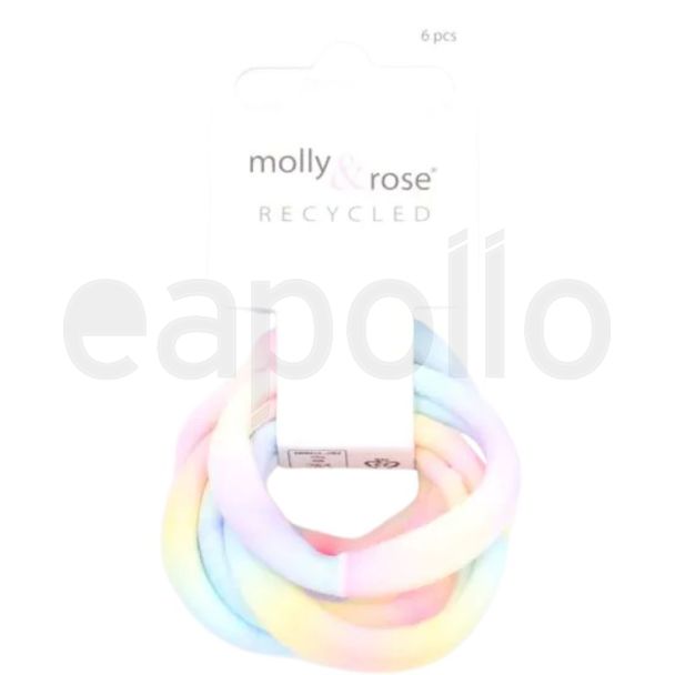 Recycled Jersey Hair Elastics – Pastel Rainbow Pack of 6