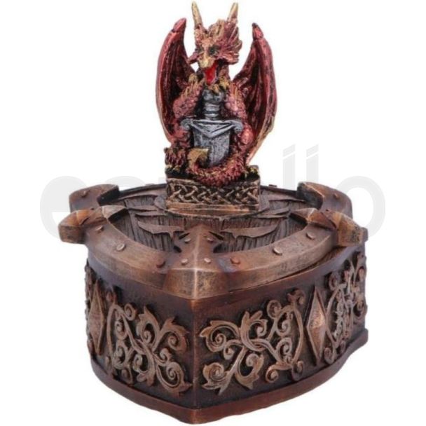 Red Dragon Trinket Box on Decorative Shield – 10.5cm