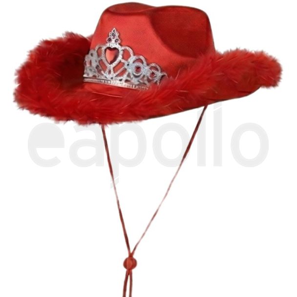 Red Glitter Tiara Cowboy Party Hat – 37cm