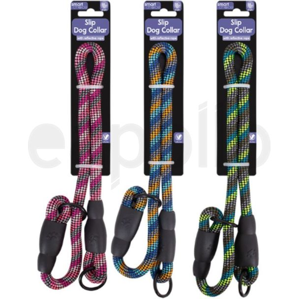 Reflective Rope Slip Dog Collar- Assorted Colour