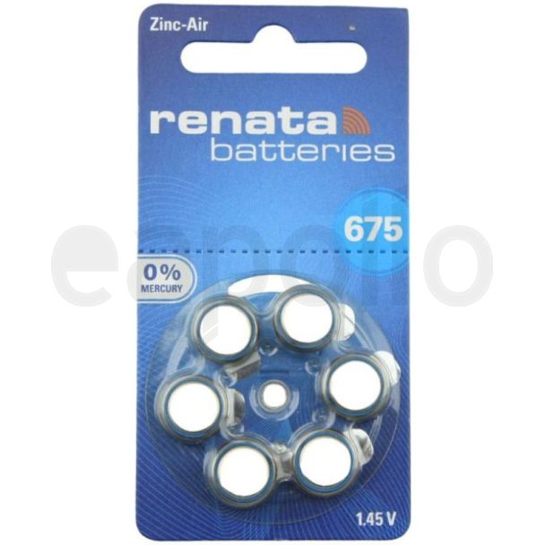 Renata Hearing Aid Batteries With 6 Batteries 675 - (PR44) (1.45V)