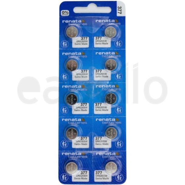 Renata Strip Watch Batteries 377 - Silver 1.55v (Pack of 10) (Exp-02/29)