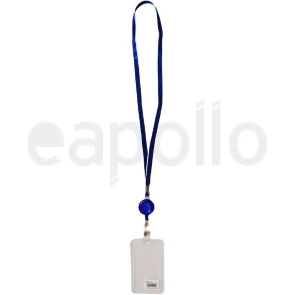 Retractable ID Card Holder With Lanyard - Blue