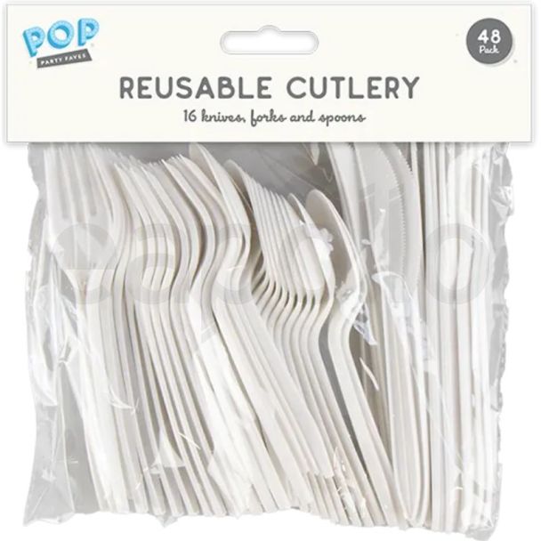Reusable Plastic Cutlery Set – Pack of 48